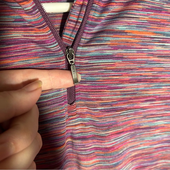 Merrell Select Wick Striped 1/4 Zip Long Sleeve Top Large Performance Purple - Picture 3 of 15